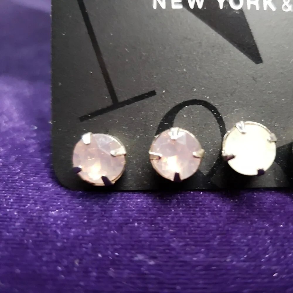 New York & Company Three Pairs of Opalescent Stud Earrings w/tags